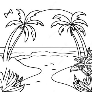 Paradise Beach Scene Coloring Page 57222-47594