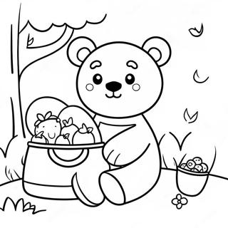 Cute Teddy Bear With Picnic Basket Coloring Page 57294-47650