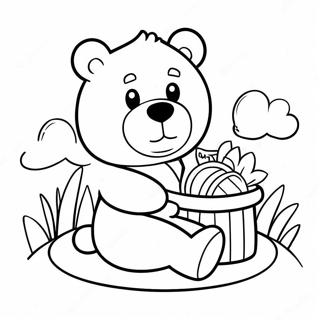 Cute Teddy Bear With Picnic Basket Coloring Page 57294-47651