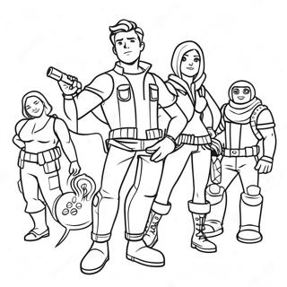 Fortnite Characters Party Coloring Page 57304-47662