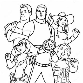 Fortnite Characters Party Coloring Page 57304-47663