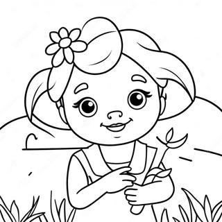 Cute Ella With Flowers Coloring Page 57334-47685