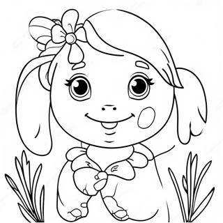 Cute Ella With Flowers Coloring Page 57334-47686