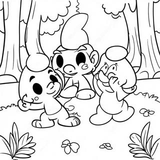 Happy Smurfs Playing In The Forest Coloring Page 5734-4590