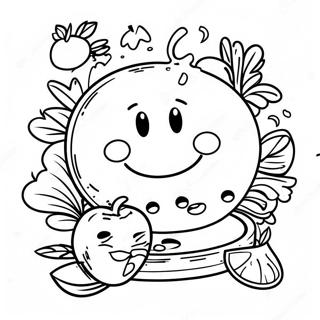 Cheesy Macaroni With Smiling Face Coloring Page 57415-47743