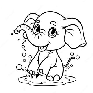 Cute Baby Elephant Splashing Water Coloring Page 57545-47845