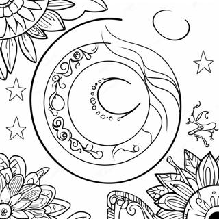 Mystical Wiccan Moon Coloring Page 57655-47935