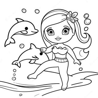 Barbie Swimming With Dolphins Coloring Page 57665-47940