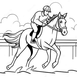 Exciting Jockey Riding A Galloping Horse Coloring Page 57755-48017