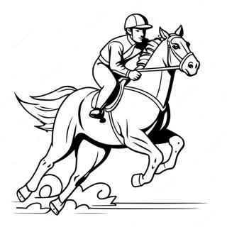 Exciting Jockey Riding A Galloping Horse Coloring Page 57755-48018