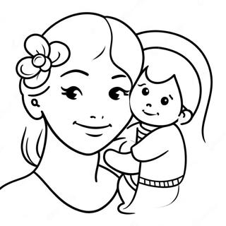 Cute Mother And Child Coloring Page 57795-48045