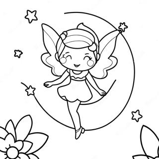 Whimsical Moon Fairy With Stars Coloring Page 57855-48090