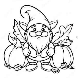 Cute Fall Gnome With Pumpkin Coloring Page 5785-4622