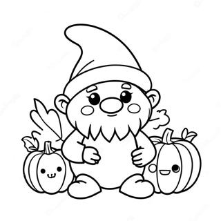 Cute Fall Gnome With Pumpkin Coloring Page 5785-4623