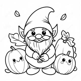 Cute Fall Gnome With Pumpkin Coloring Page 5785-4624