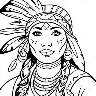 Native American Woman In Traditional Dress Coloring Page 57924-48150