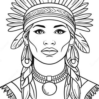 Native American Woman In Traditional Dress Coloring Page 57924-48151