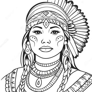 Native American Woman In Traditional Dress Coloring Page 57924-48152