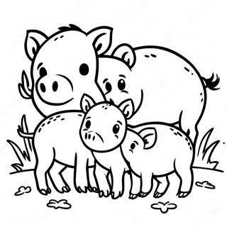 Cute Wild Boar Family Coloring Page 57965-48181