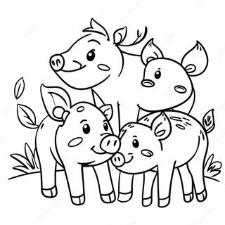 Cute Wild Boar Family Coloring Page 57965-48182