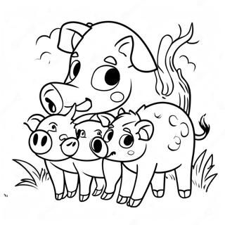 Cute Wild Boar Family Coloring Page 57965-48183