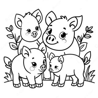 Cute Wild Boar Family Coloring Page 57965-48184