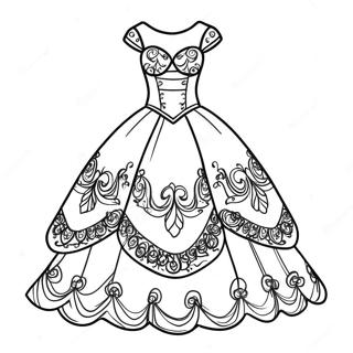 Elegant Quinceanera Dress Coloring Page 58035-48237