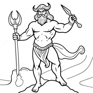 Poseidon With Trident Coloring Page 58275-48437