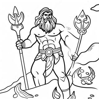 Poseidon With Trident Coloring Page 58275-48438