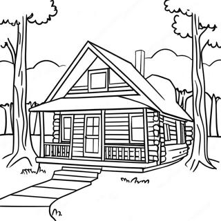 Cozy Log Cabin In The Woods Coloring Page 58315-48458