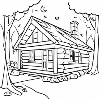 Cozy Log Cabin In The Woods Coloring Page 58315-48459