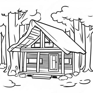 Cozy Log Cabin In The Woods Coloring Page 58315-48460