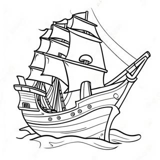 Colorful Pirate Ship Adventure Coloring Page 5835-4661