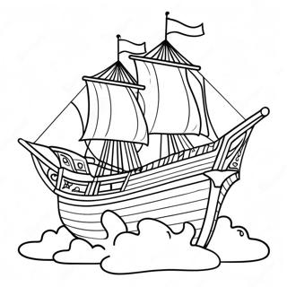 Colorful Pirate Ship Adventure Coloring Page 5835-4662