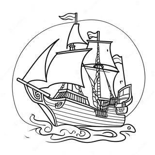 Colorful Pirate Ship Adventure Coloring Page 5835-4663