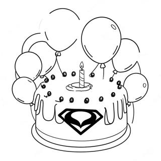 Superhero Cake And Balloons Coloring Page 58456-48565