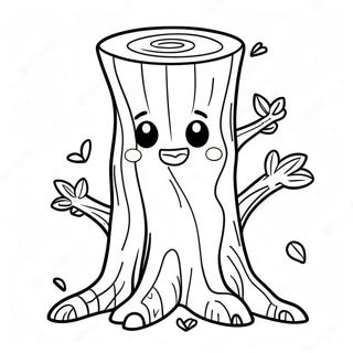 Cute Cartoon Tree Trunk Coloring Page 58466-48574