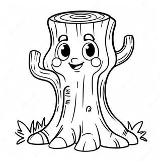 Cute Cartoon Tree Trunk Coloring Page 58466-48575