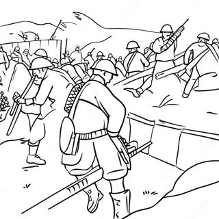 Historic Trench Warfare Battle Scene Coloring Page 58526-48621