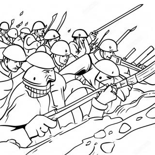 Historic Trench Warfare Battle Scene Coloring Page 58526-48622