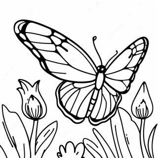 Colorful Monarch Butterfly In Garden Coloring Page 58616-48690