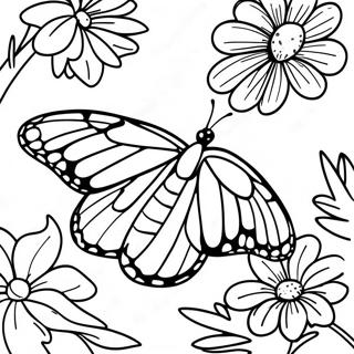 Colorful Monarch Butterfly In Garden Coloring Page 58616-48691