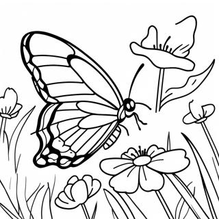 Colorful Monarch Butterfly In Garden Coloring Page 58616-48692