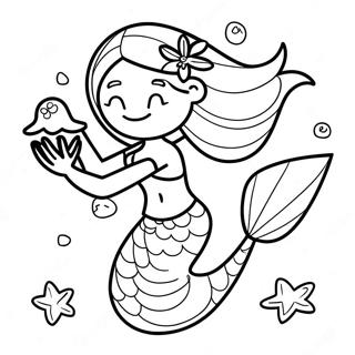 Colorful Mermaid With Seashells Coloring Page 58776-48821