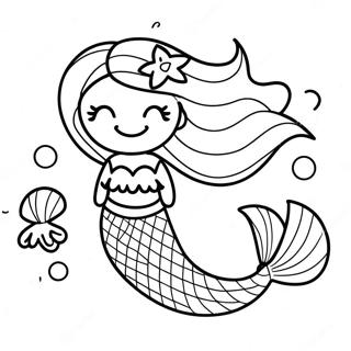 Colorful Mermaid With Seashells Coloring Page 58776-48822