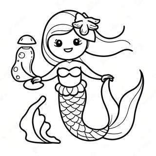 Colorful Mermaid With Seashells Coloring Page 58776-48823