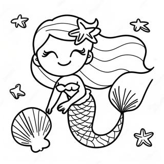 Colorful Mermaid With Seashells Coloring Page 58776-48824