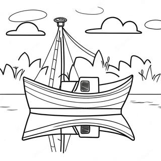 Fishing Boat On A Calm Lake Coloring Page 58865-48892