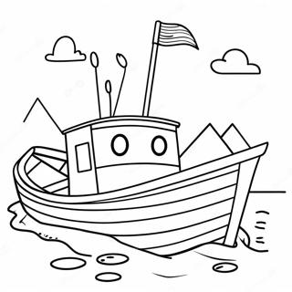 Colorful Fishing Boat With Happy Fisherman Coloring Page 58866-48893