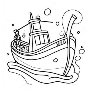 Colorful Fishing Boat With Happy Fisherman Coloring Page 58866-48894